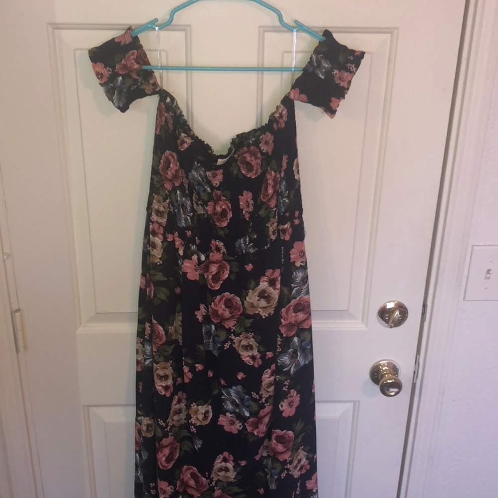 Long off the shoulder floral dress
